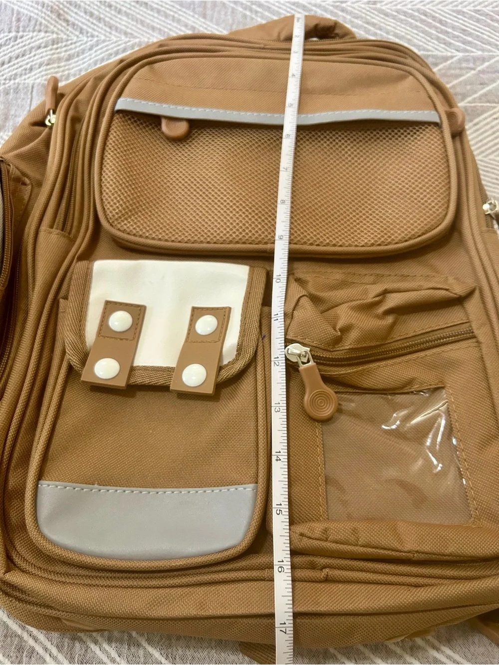 Khaki Tan Multi Pocket Heavy Duty Laptop School Travel Backpack NWOT